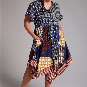 New With Tags Anthropologie Maeve Midi Shirtdress w/Handkerchief Hem Size M